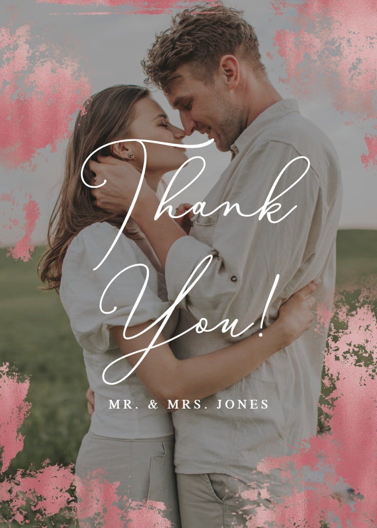 Foiled photo - wedding thank you card